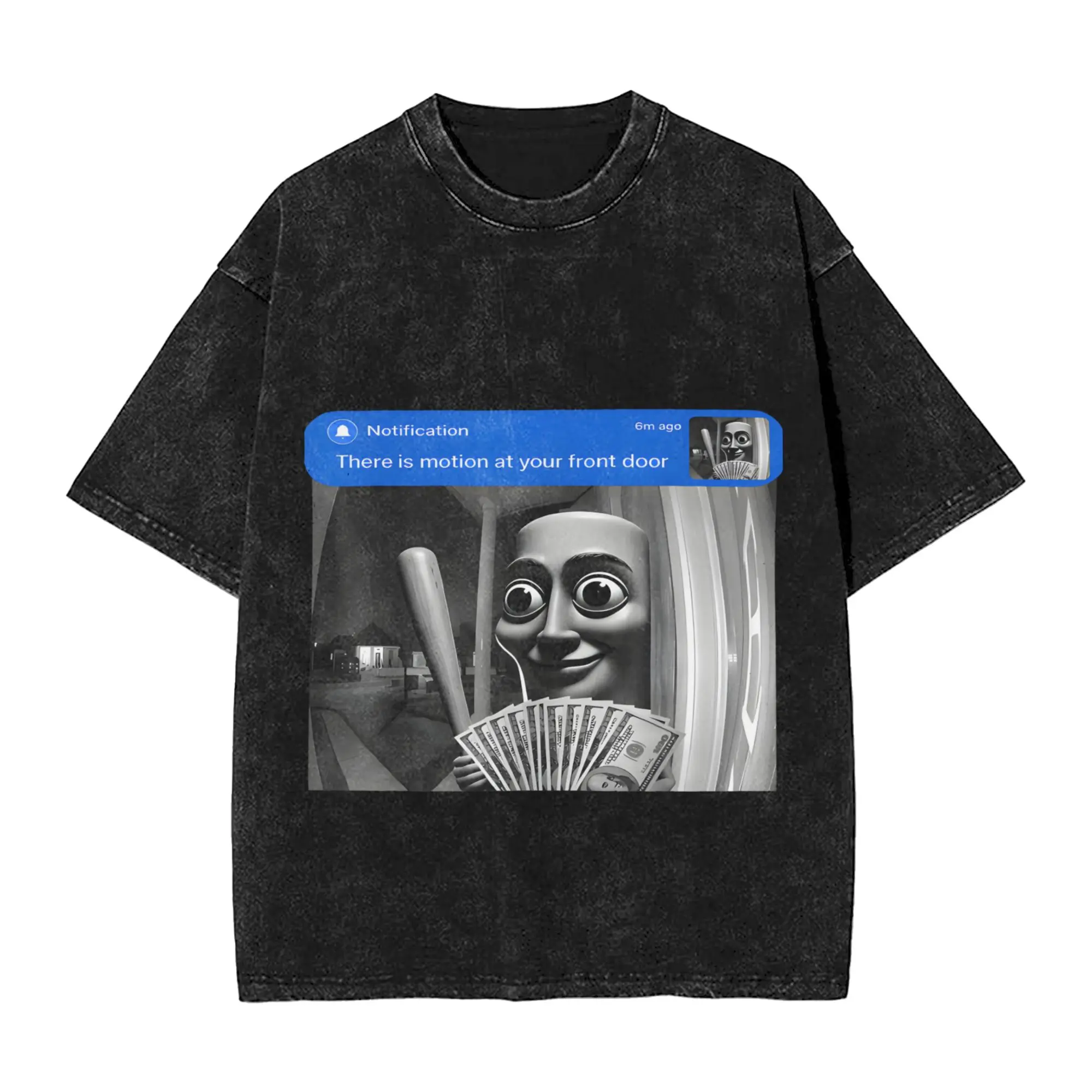 There Is Motion At Your Front Door Tung Tung Tung Sahur  T Shirts Hip Hop Washed T-Shirts Men Women Streetwear Summer Tees
