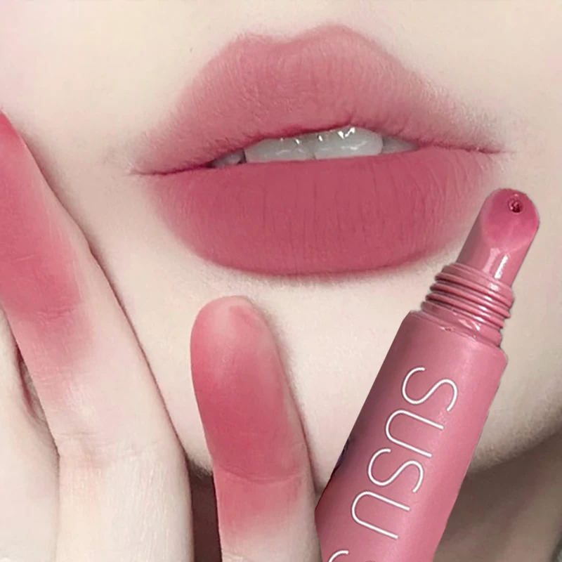 Soft Tube Pink Mist Lip Cream Mud Matte Velvet Lip Gloss Clay Long-lasting Color Non-drying Nude Peach Lip Glaze Rouge Tint 1pcs
