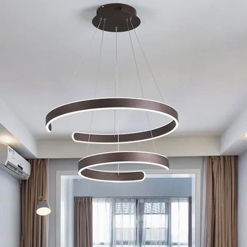 

2025 Modern Pendant Lights For Living Room Dining Room Geometry Circle Rings Acrylic Aluminum Body LED Lighting Ceiling Lamp