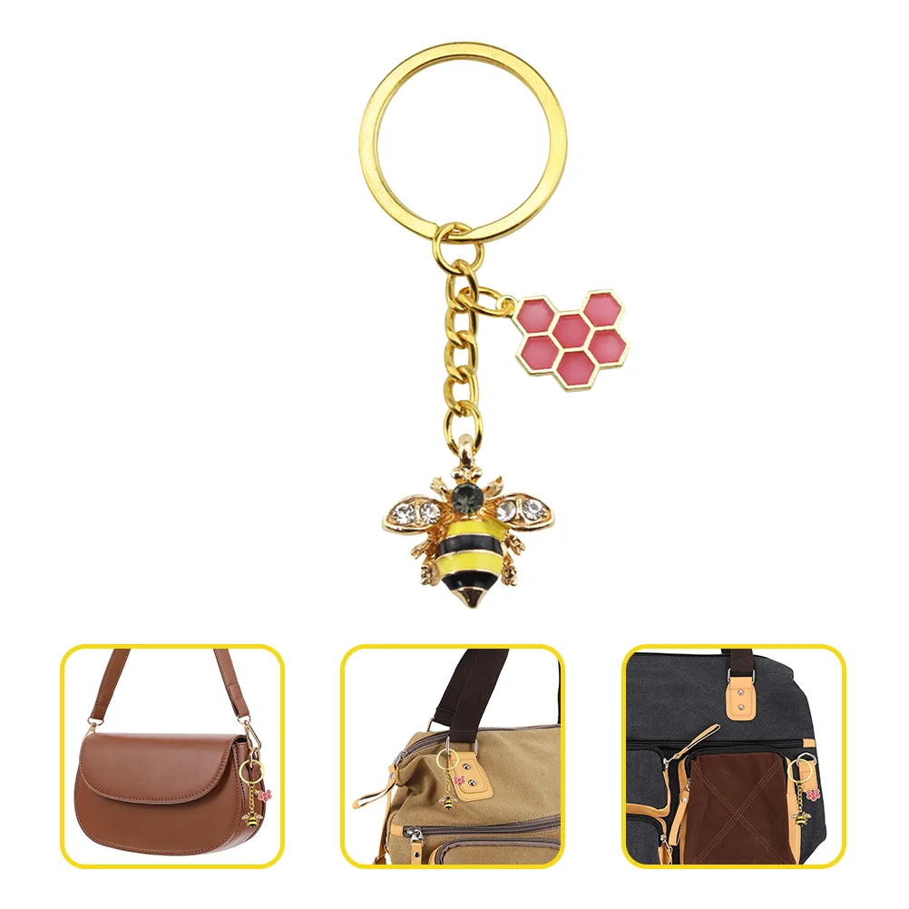 Cellular Bee Key Chain Decor Yellow Hanging Prop Alloy Handbag Backpack nament Trendy Key Hanging Decor Accessories