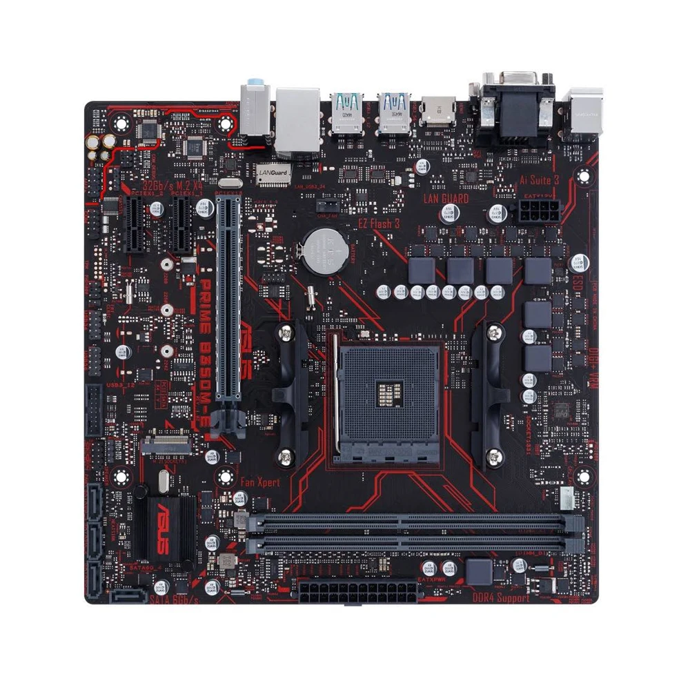 Imagem -02 - Msi-prime Placa-mãe Amd Chipconjunto B350 Soquete Cpu Suporte Am4 5900x 5800x3d 5700x 3900xt Ddr4 3200mhz M.2 B350m-e M-atx