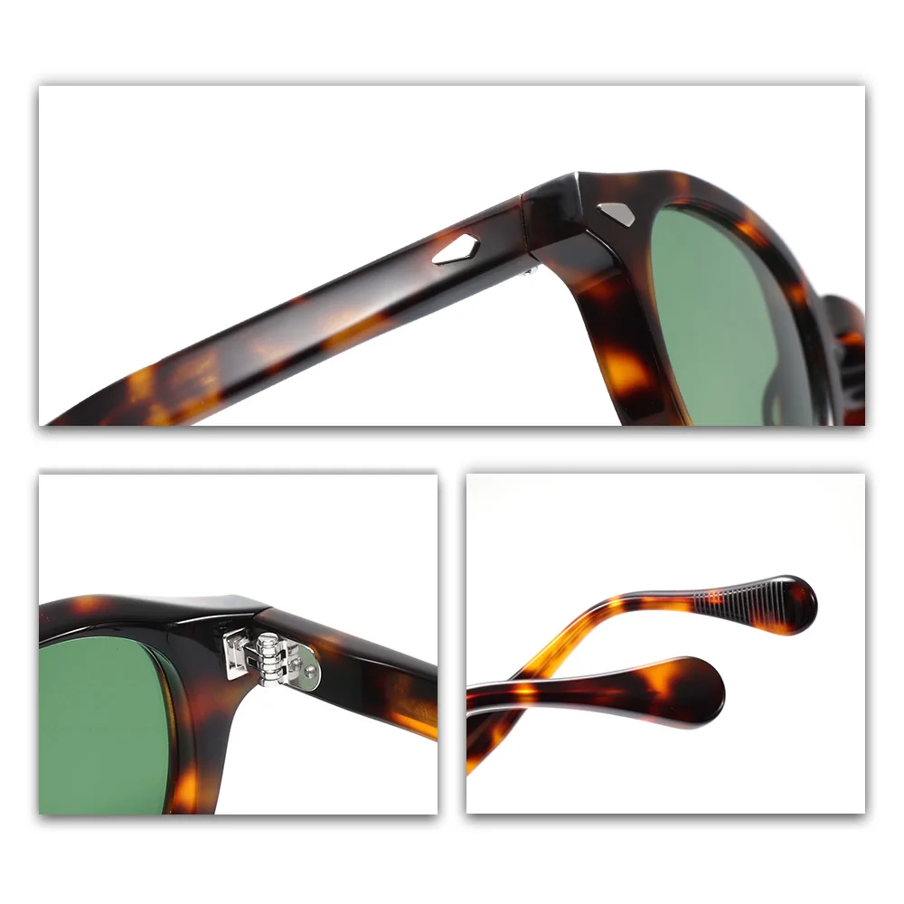 Lunettes de soleil rondes pour hommes et femmes, monture rétro en acétate épais, Protection UV400, lentille polarisée, Look Vintage