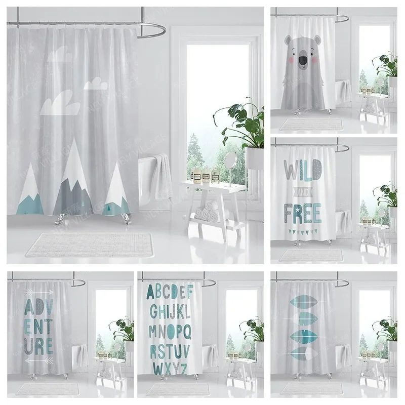 

Waterproof fabric shower curtain Bathroom curtain accessories 180x200 Bath curtain for shower 240*200 nordic boho decor 240x200