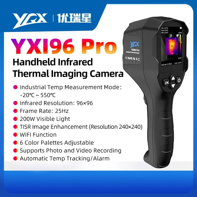 Infrared Thermal Imager 240x240 Thermal Camera Handheld -20~550℃ with Photography Video Recording Abnormal Alarm Functions