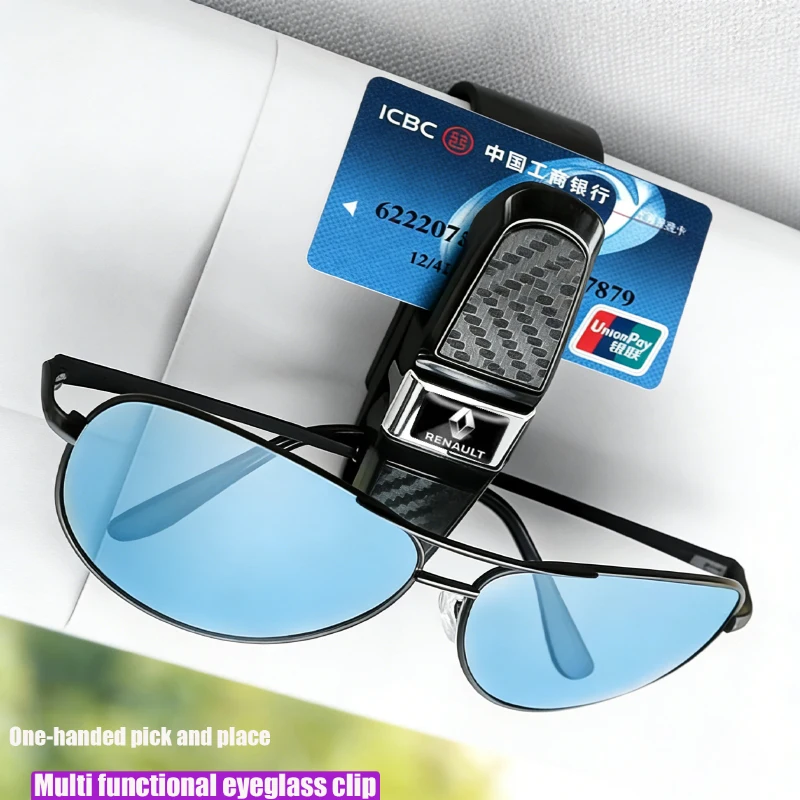 

Car Sun Visor Glasses Clip Ticket Card Storage Clamp For Renault RS Megane 2 3 4 Kadjar QM6 Clio Koleos Trafic Espace Captur ZOE