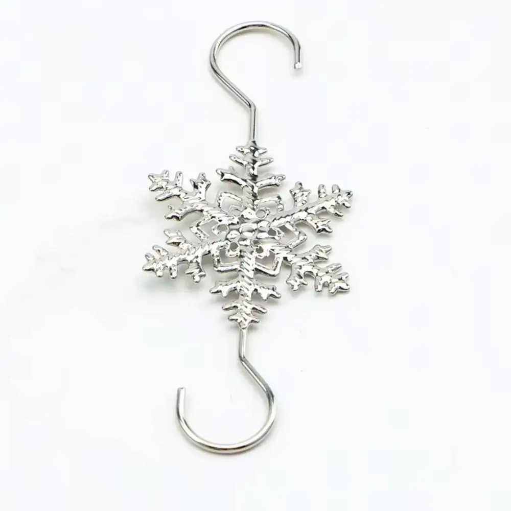 5Pcs Snowflake Pattern Christmas Snowflake Hook Silver Gold Metal Tree Ornament Hanging Hook S Shaped Durable