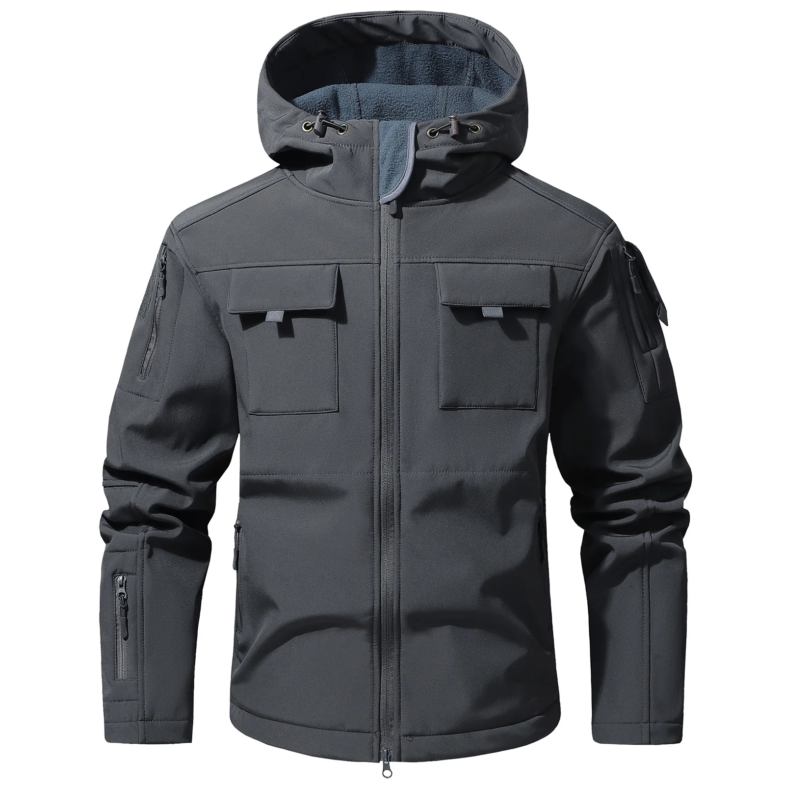 الرجال لينة قذيفة التمويه الشتاء سترة مقاوم للماء صوف مبطن الصيد الستر في الهواء الطلق المشي لمسافات طويلة الصيد معطف مقنع MY1152 #5