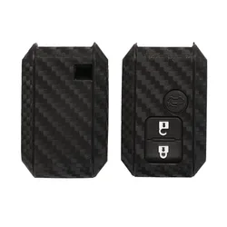 jingyuqin 3 Buttons Carbon Fiber Silicone Remote Car Key Case Cover Fob For Suzuki WagonR SWIFT 2017 No Emergency Holder