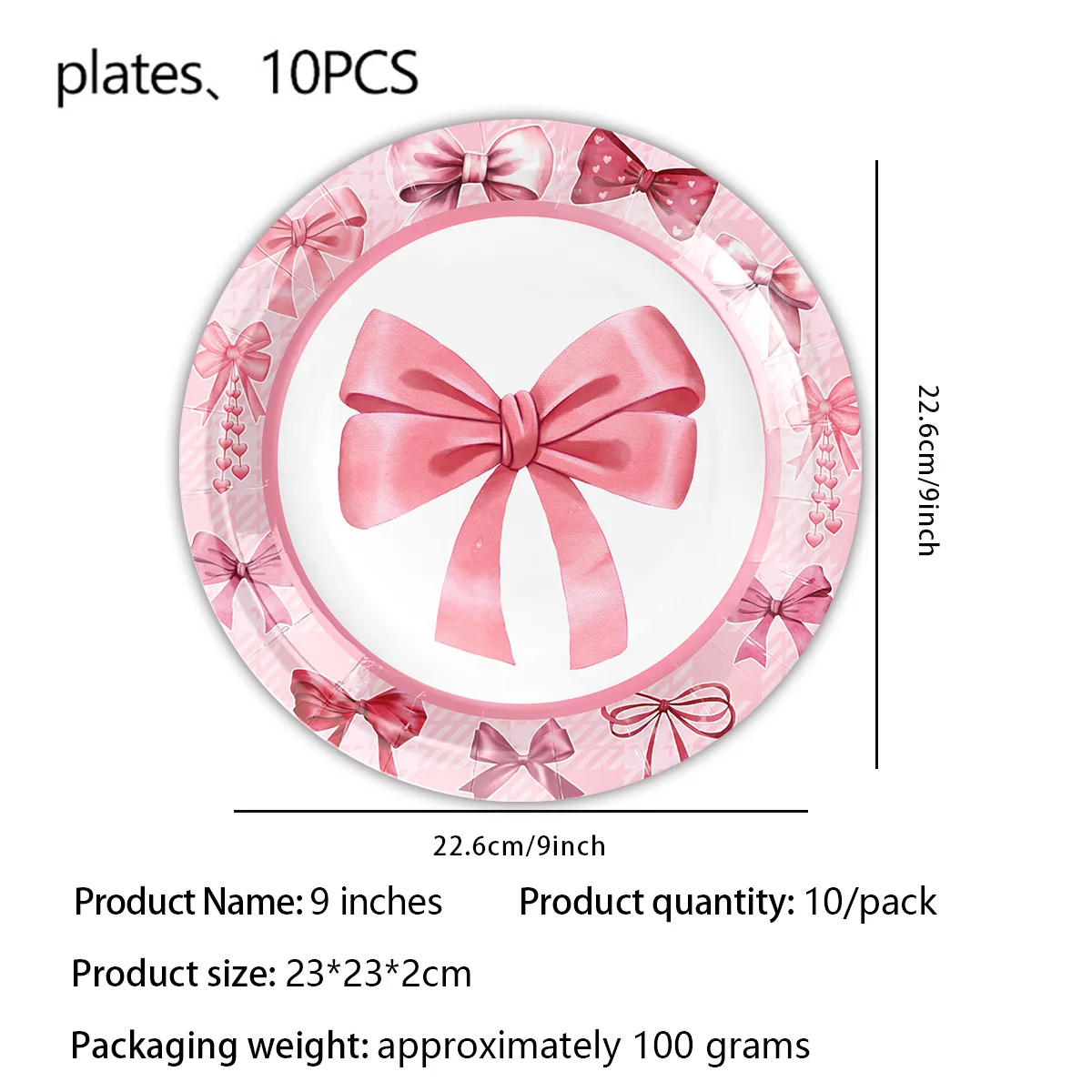 Rosa Schleifen-Geburtstagsparty-Dekorationsset, Pappteller, Becher, Servietten, Mädchen-Partyartikel, Gastgeschenke für Kinder, Babyparty – Detail 3
