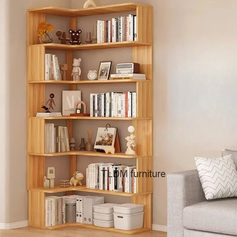 Modern Multi-layer Bookcases for Study Solid Wood Corner Storage Bookcase Light Luxury Simple Household Bookshelf for Library