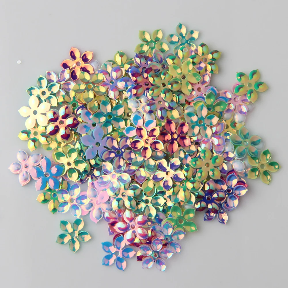 230pcs/10g Mixed Color 10mm Flower Shape PVC Loose Sequins Glitter Paillettes For Nail Art Manicure Sequin Sewing Decor Confetti