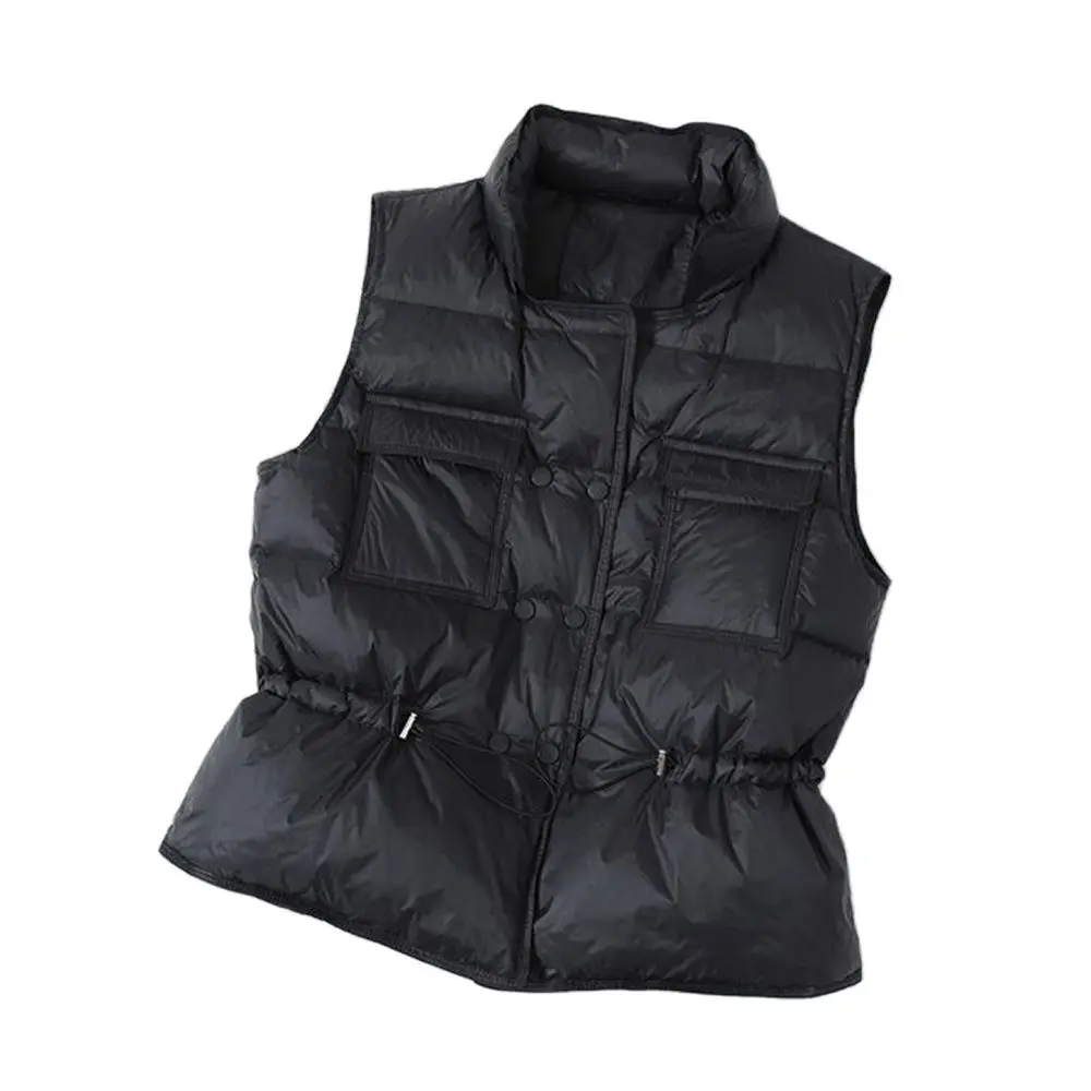 2024 nuovo gilet imbottito ultraleggero da donna gilet corto antivento leggero gilet caldo femminile piumino d\'anatra bianco senza maniche