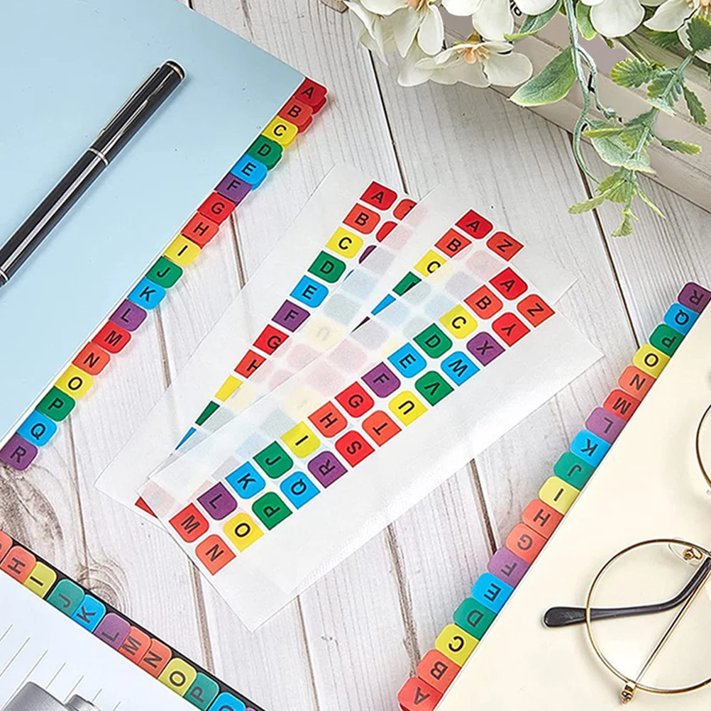 10 Sheets Index Label Alphabet Stickers Tabs for Notebooks Strip Letter Student