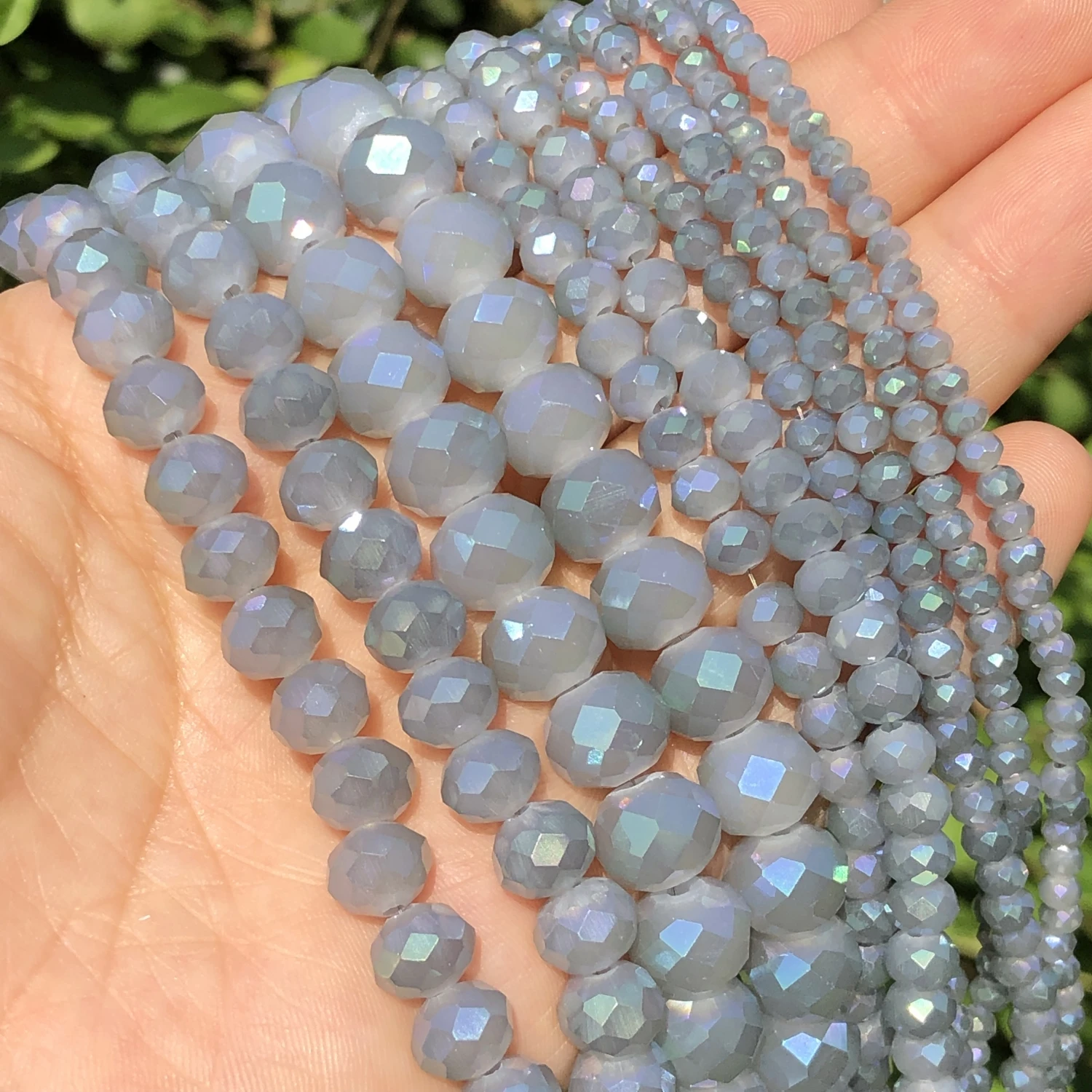 High Quality Faceted AB Gray Rondelle Austria Crystal Glass Beads Wheel Loose Spacer Beads For DIY Jewelry Making Accessories