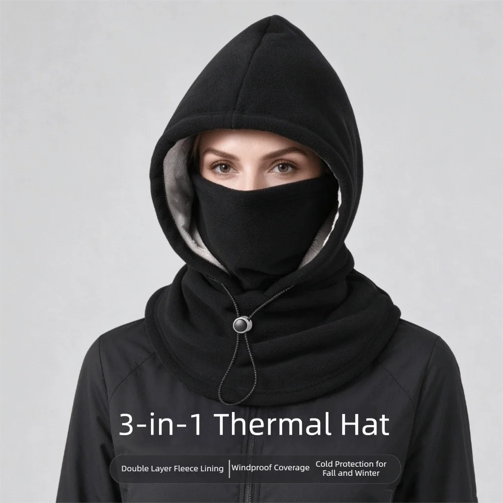 Soft Thermal Fleece Balaclava Hat Windproof Cold-proof Masks Hood Beanies Ear Protector Keep Warm Pullover Cap Male