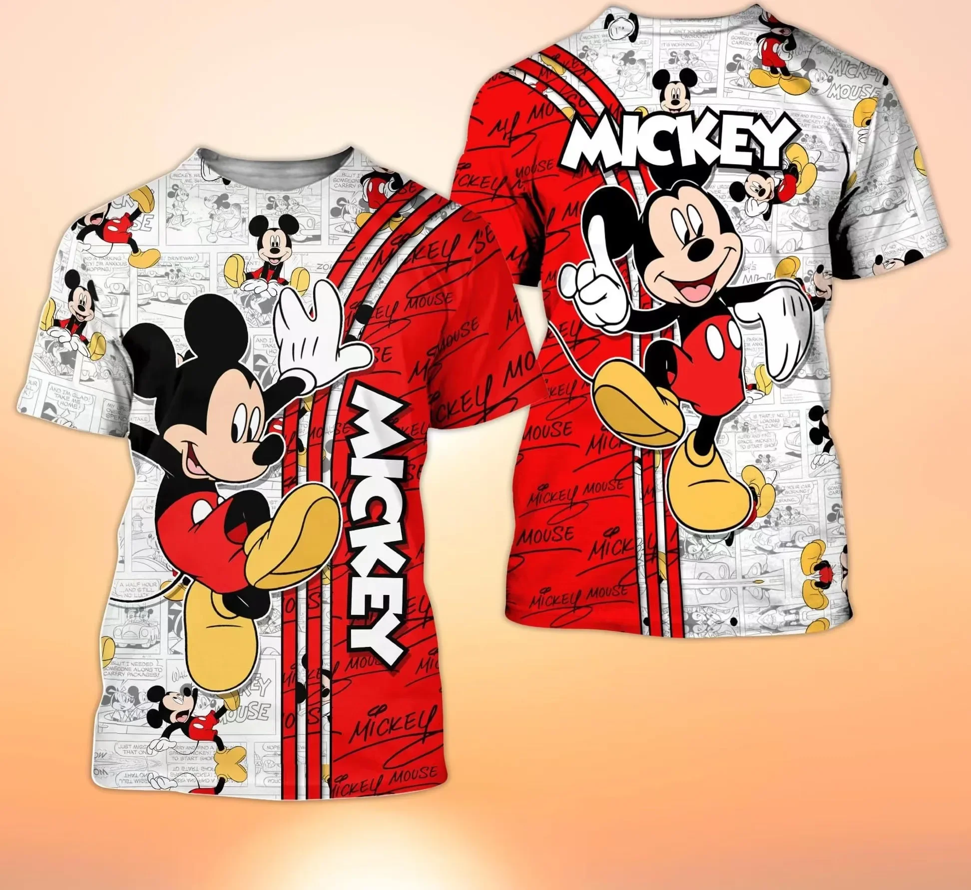 2024 Disney Minnie Mouse Pink Cross Comic Book Patterns Disney Cartoon 3D Men and Women T-Shirt