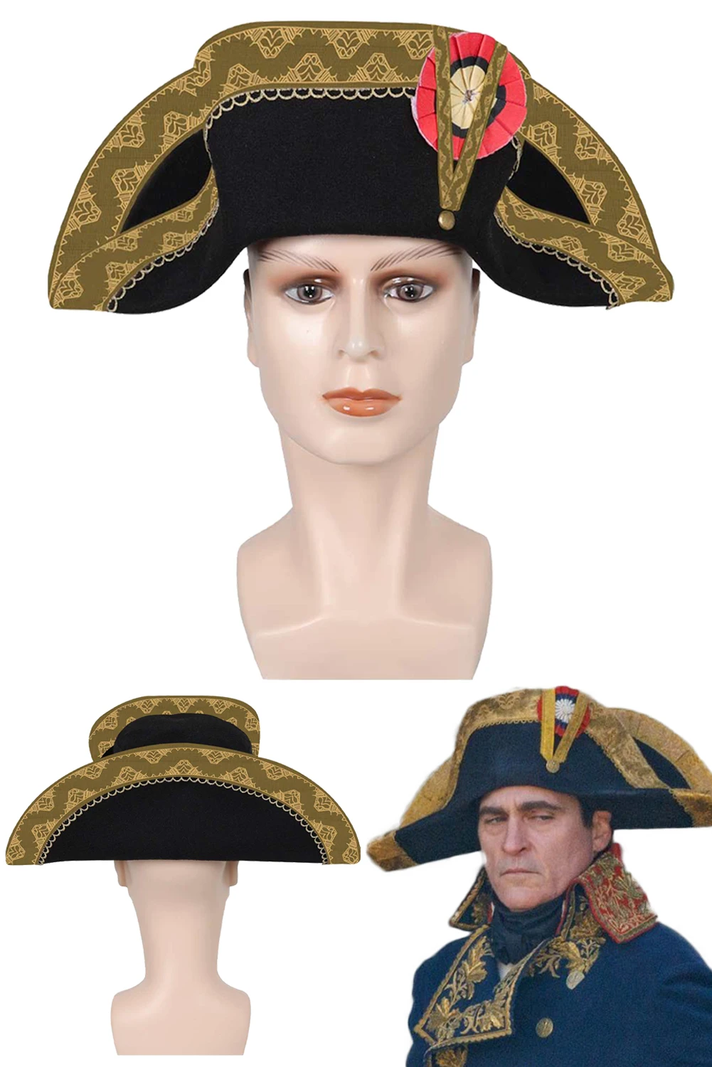 Adult President Bicorn Hat French Captains Cap Napoleon Cos Costume Accessory Halloween Carnival Party Props For Men Male Adult