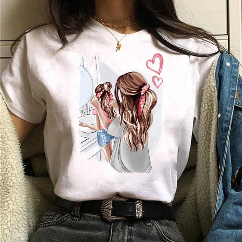 Camiseta con estampado para el día de la madre, ropa familiar de manga corta, Harajuku, Kawaii, Tops con gráfico