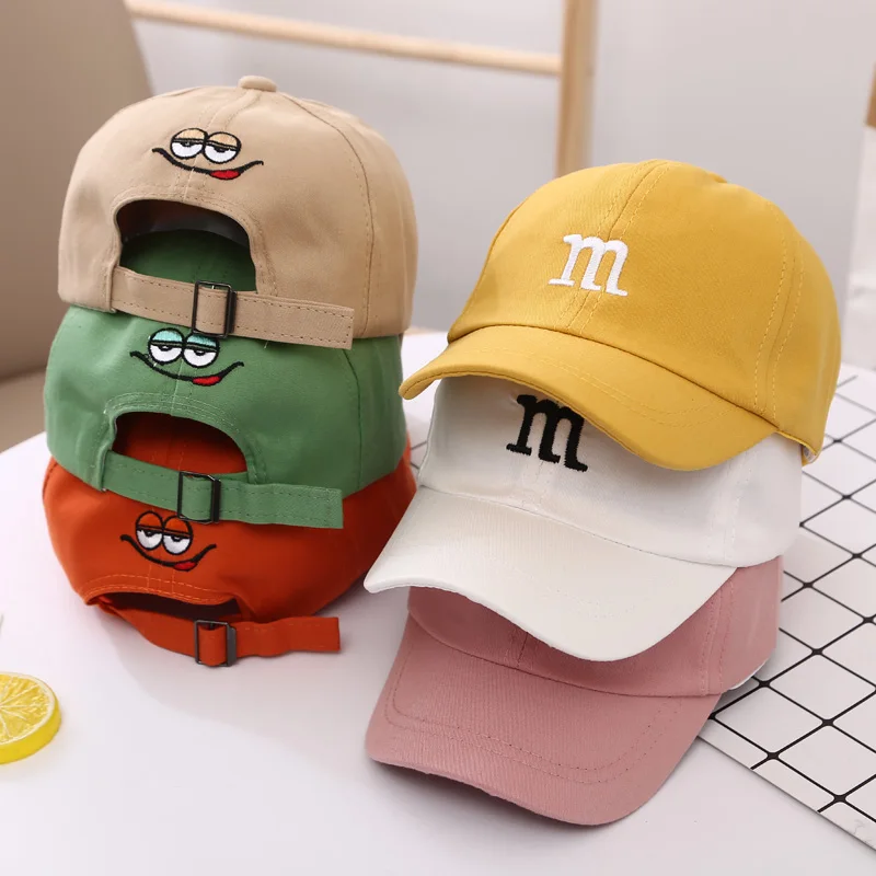 Children\'s Kid Baseball Cap for Girls Boy Hats Sunscreen Baby Hat Hip Hop M Letter Embroidered Kids Caps 1-6-8-12-15 Years