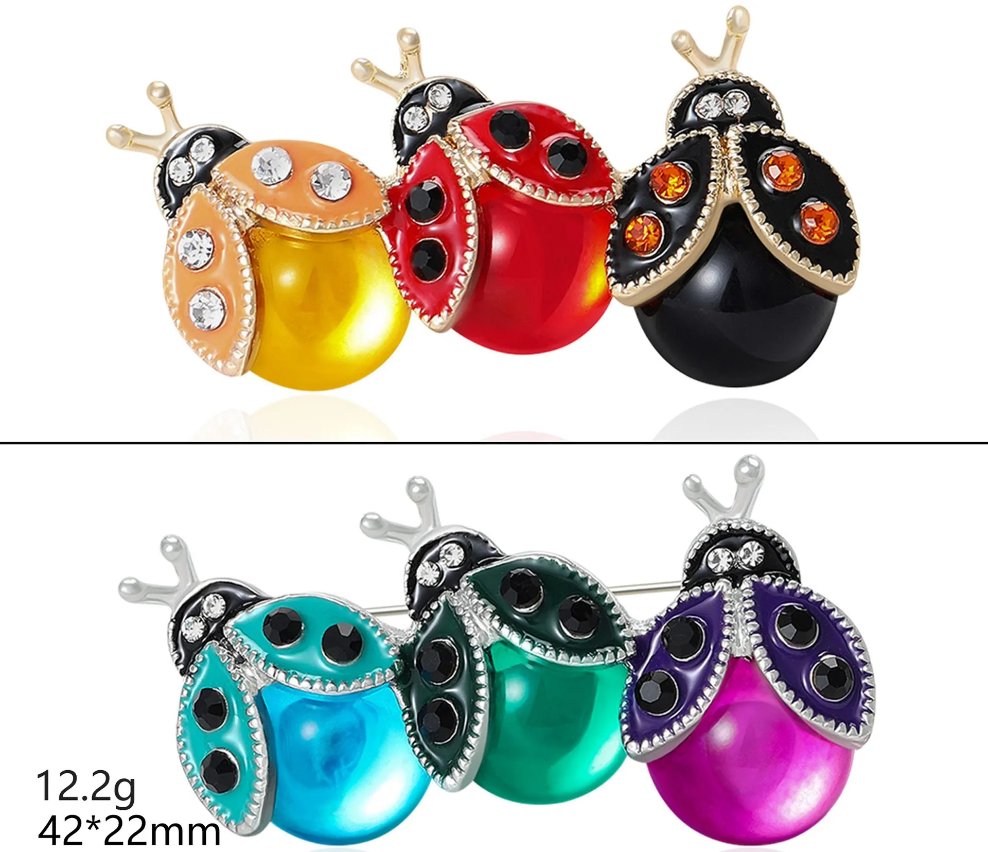 Personality Three Colored Seven Spotted Ladybug Brooches For Men Women Fashion Insect Pin Jewelry Party Office Suit Friends Gift