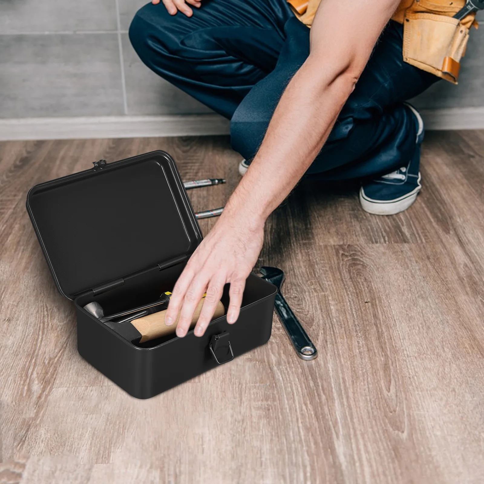 

2pcs Tool Box Heavy Duty Metal Storage Case For Car Tools Organizer Portable Iron Toolbox Workshop Garage Utility Container