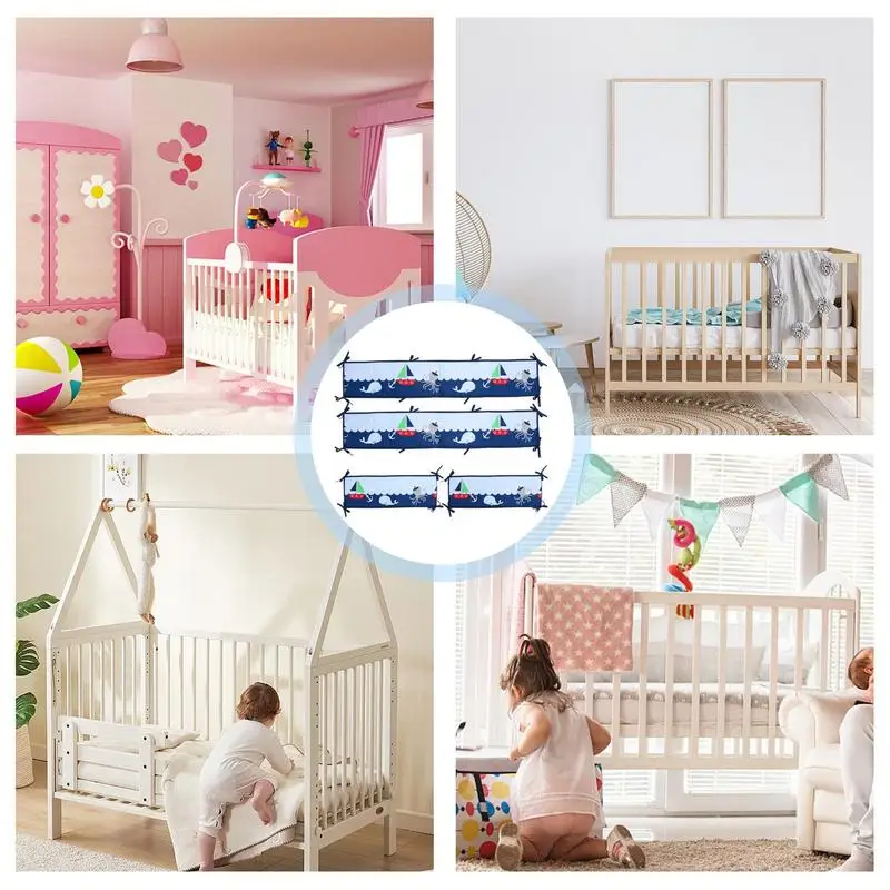 Krippe Kissen Stoßstange Pads 4PCS Krippe Kissen Für Schienen Bett Sicherheit Schienen Für Kinder Baby Proofing Mit Strap Krippe kissen Baby &