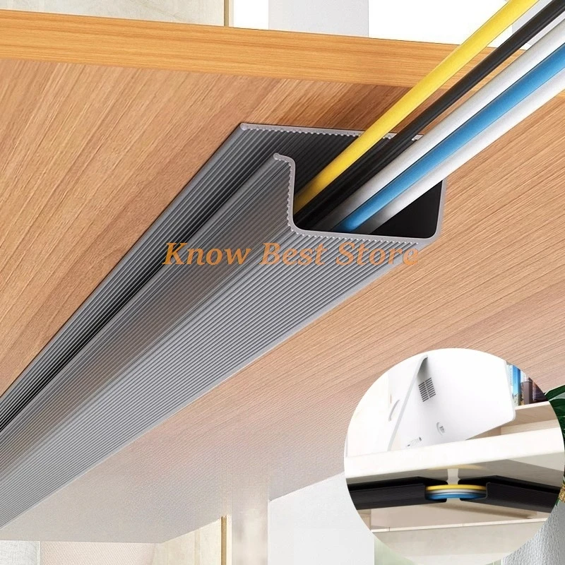 Self adhesive Under Desk Cable Management Tray PVC Power wire hider Strip Cord Holder No Drilling wire Organizer Cable Raceway