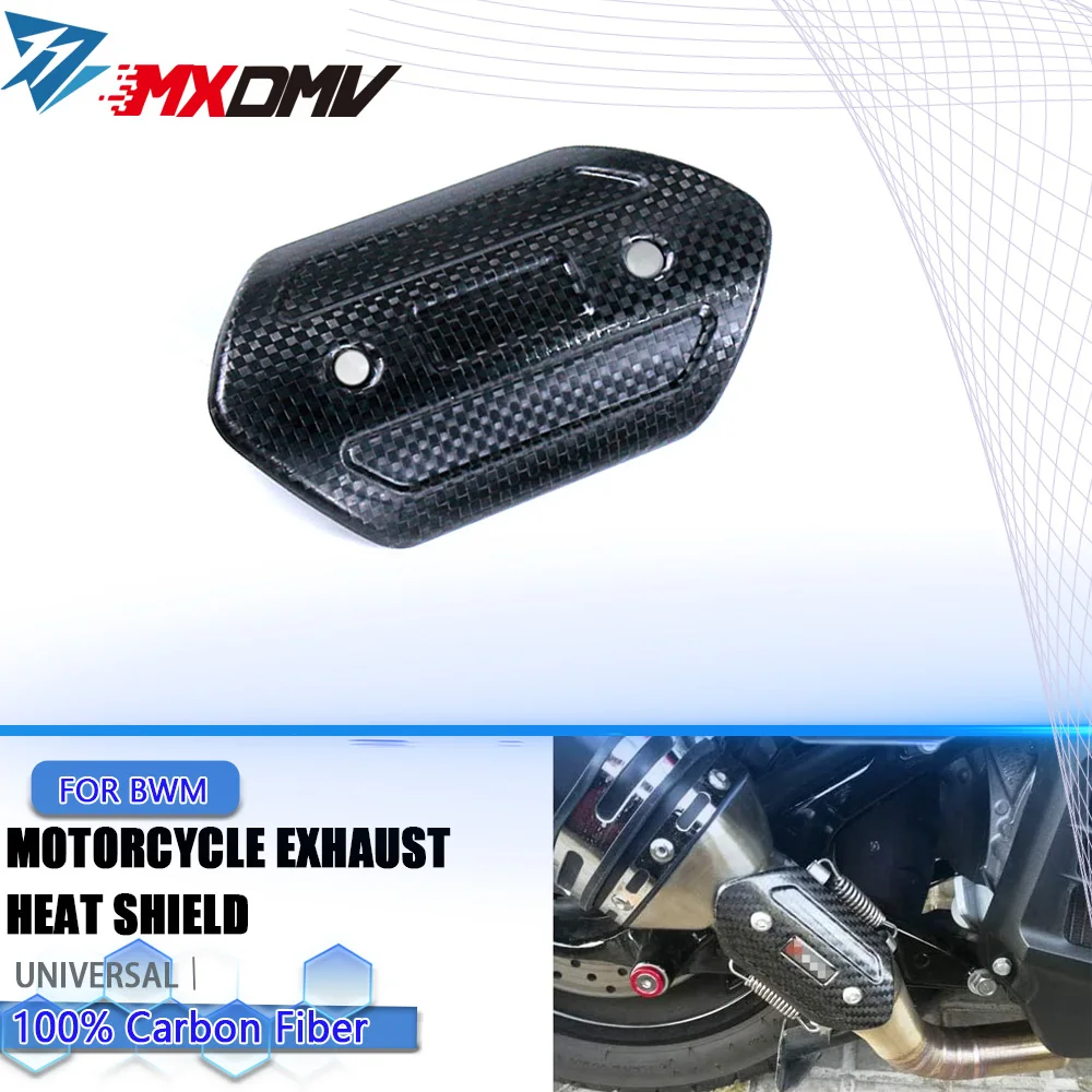 100% Full 3K Pure Dry Exhaust heat shield Motorcycle Exhaust Pipe Cover Guard Universal  For BWM Harley Suzuki Honda Kawasaki