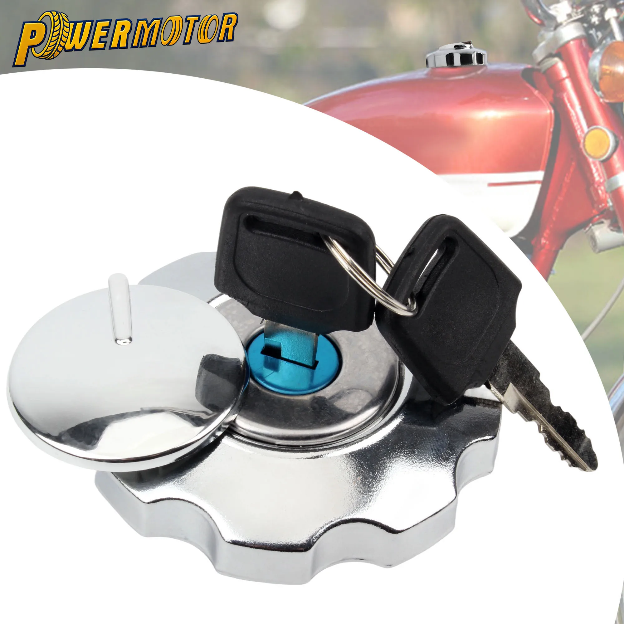 

Motorcycle Tank Cap Cover Lock with 2 Keys Set ATVs Motocross Aluminum Chrome Safety Fuel Gas Tank Cap Aluminum Accessories