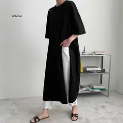 Women's High Split Thin Mid Long Casual Dress Temperament Loose Fit Fashion Tide Spring 2022 New Arrival