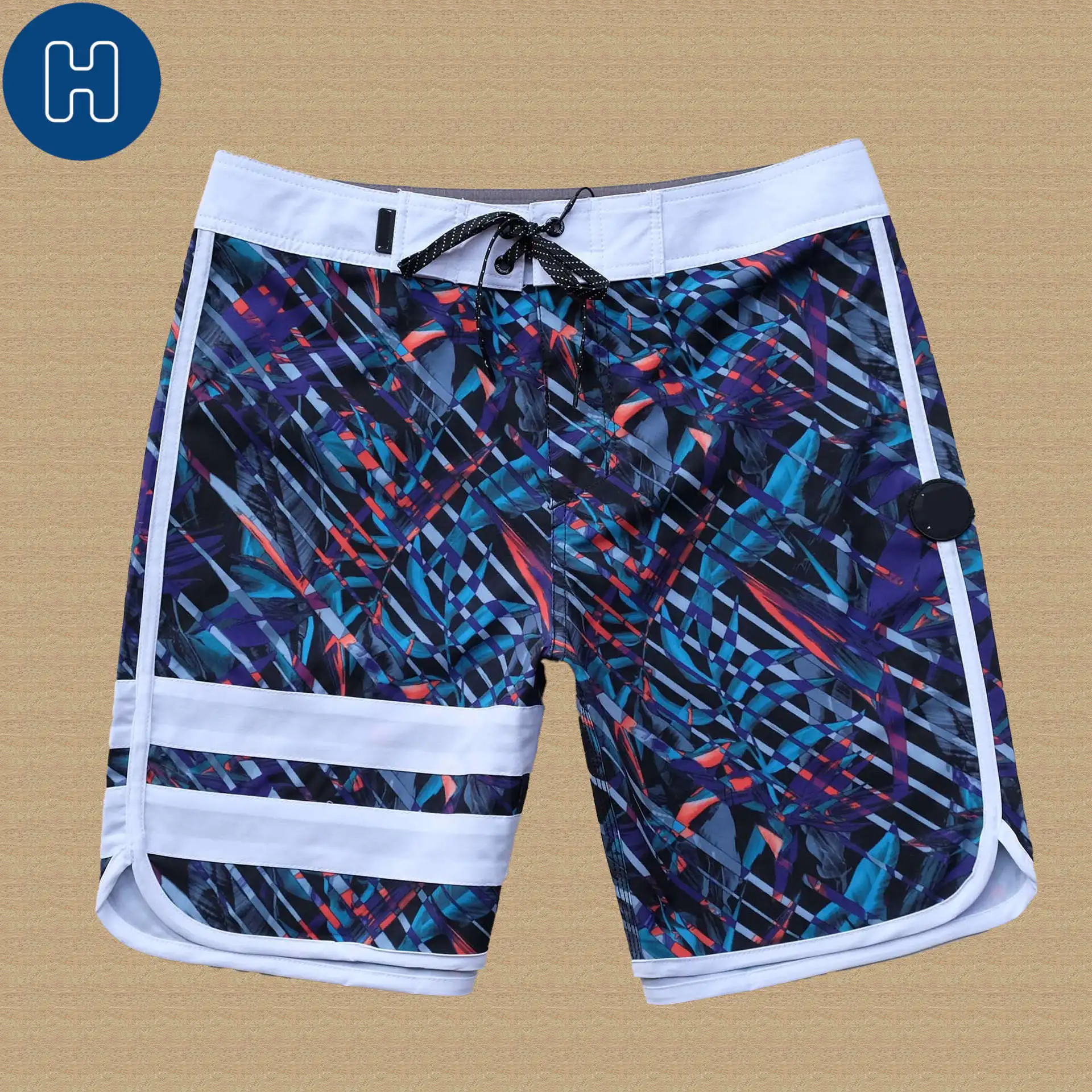 Masculino Short Pants Summer Men's Swimwear Beach Shorts Print Swim Trunk Swimsuit Surf Board Drawstring Quick Dry Homme Bermuda