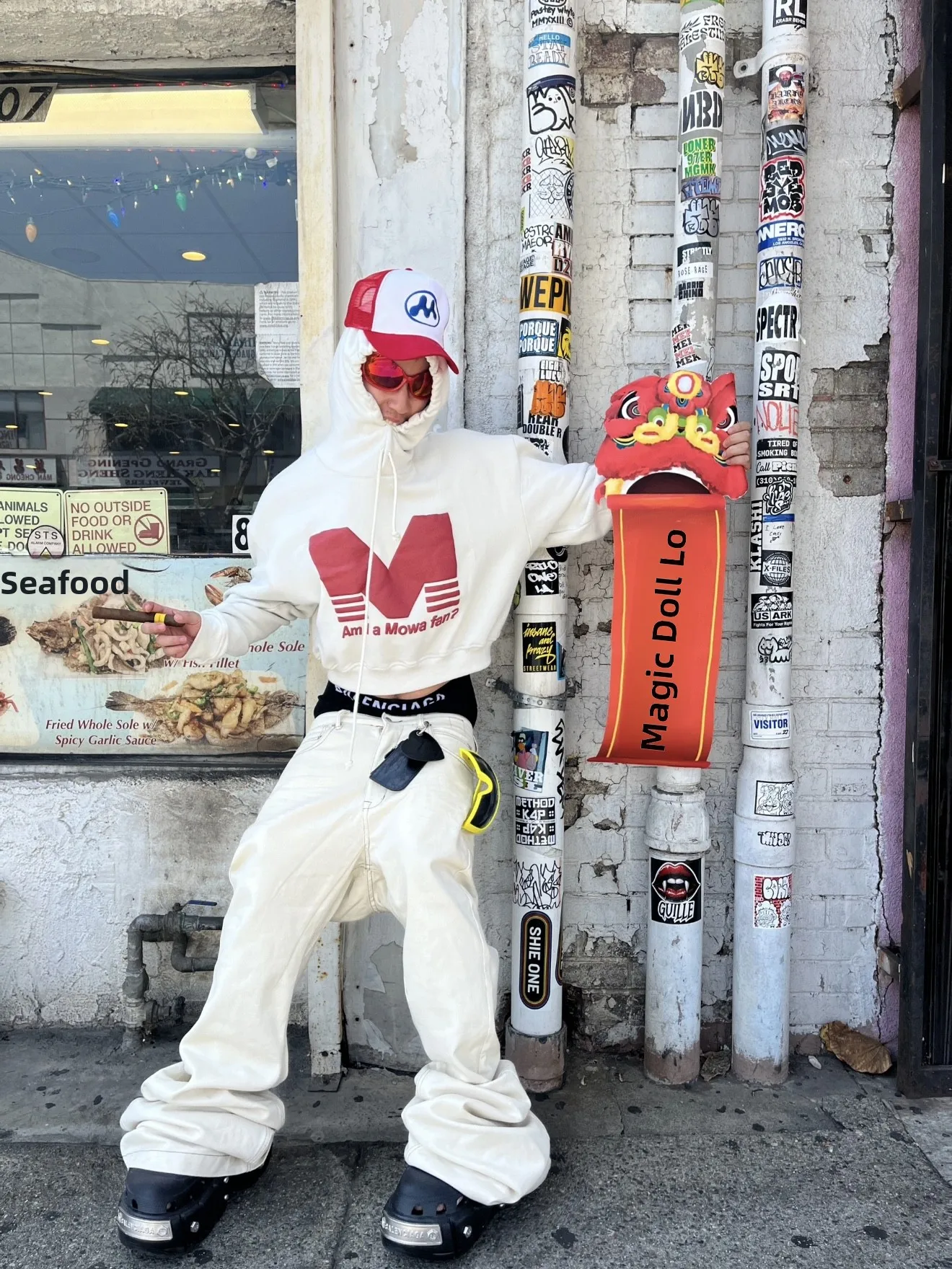 

Red Printed Hoodie Sweatirt Mowa SS23 Loose Fit Cotton Casual Youth Faion Boy Girl Universal ort Sle with kets