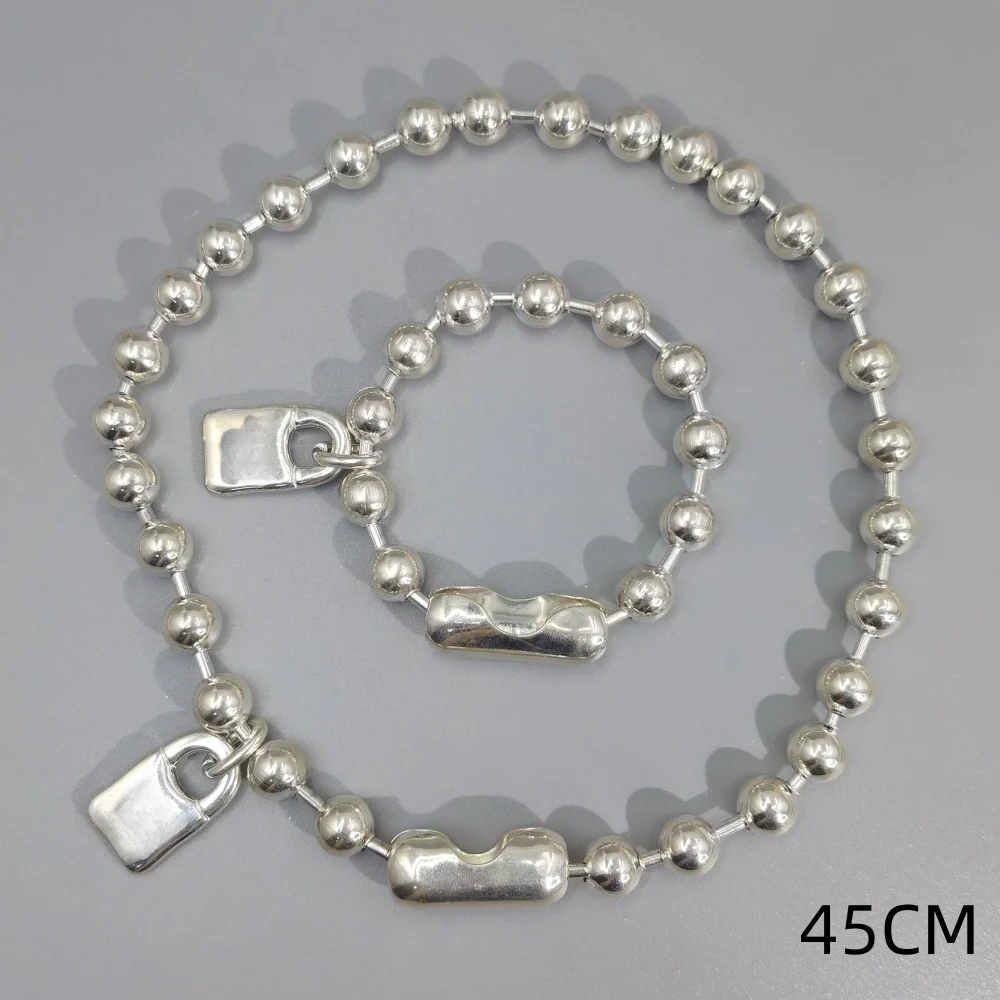 2026 Spring Exaggerated Design Gold Silver Geometric Bracelet Necklace Jewelry Two Piece Set Neutral Gift