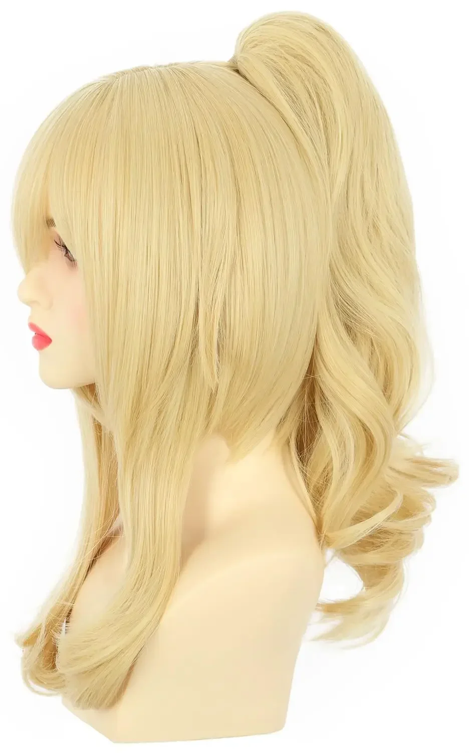 女性のための金髪のポニーテールのかつら,プリンセスのかつら,ピグテール,ハロウィーンの衣装,アニメのコスプレ,人工毛,女の子のためのパーティー