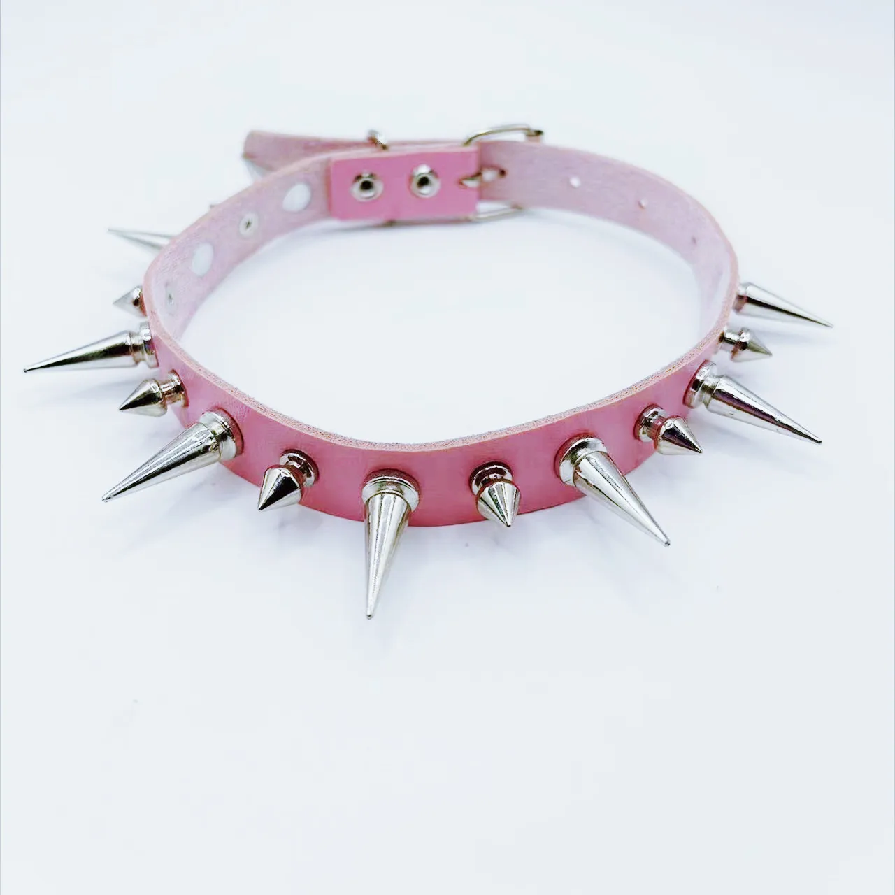 Damen-Gürtel, Punk, Gothic, sexy, schwarz/rosa/weiß/lila, mit Stacheln, aus Kunstleder, Y2K-Halskette, geeignet für Damen, für Partys. – Detail 12