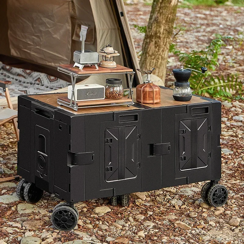 Multi-functional Outdoor camper trolley case picnic tools car foldable movable dining table multi-functional camp car