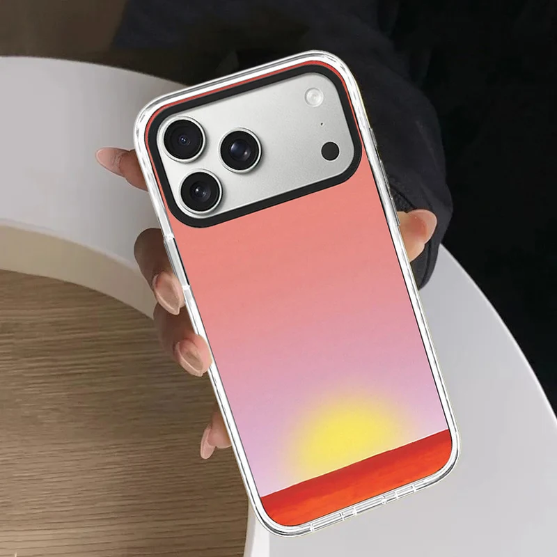 Simple Sunrise White Border Magnetic Phone Case Cover for IPhone 13 14 15 16 17 Pro Max Case for IPhone Air
