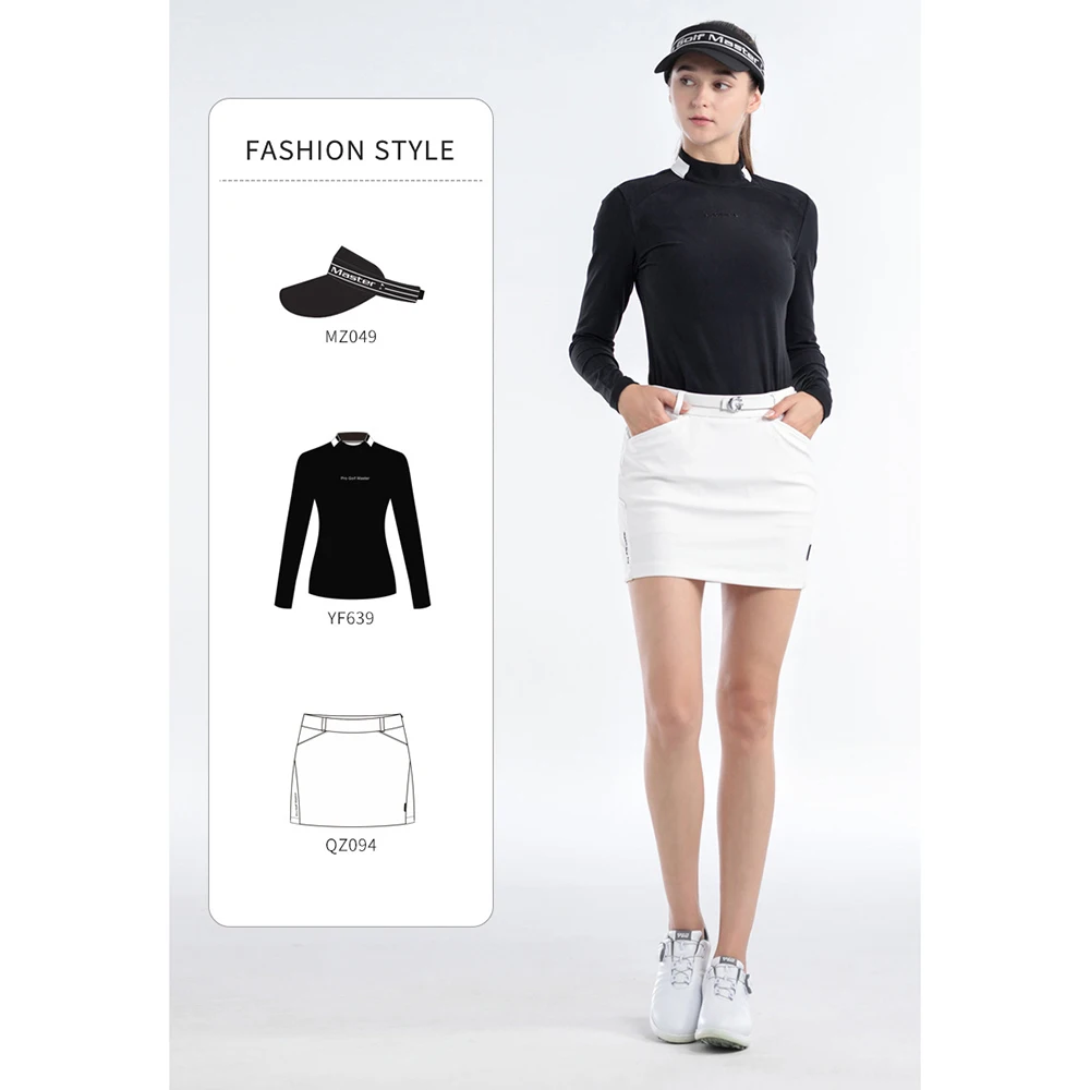 

PGM Women Keep Warm Golf Shirt Ladies Slim Long Sleeve T-shirt Women Side Zipper Collar Shirt Autumn Casual Golf Underwear