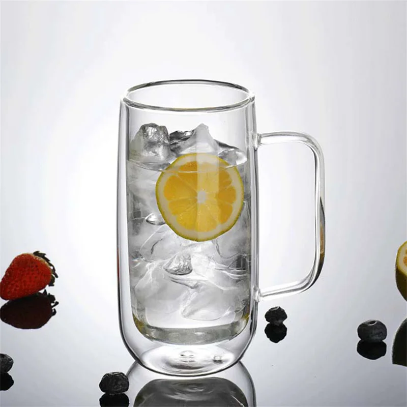 400ML Double Wall Glass Mug Ice Cola Glasses Coffee Mugs Beer Whiskey Tumbler Juice Cup Drinking Glasses