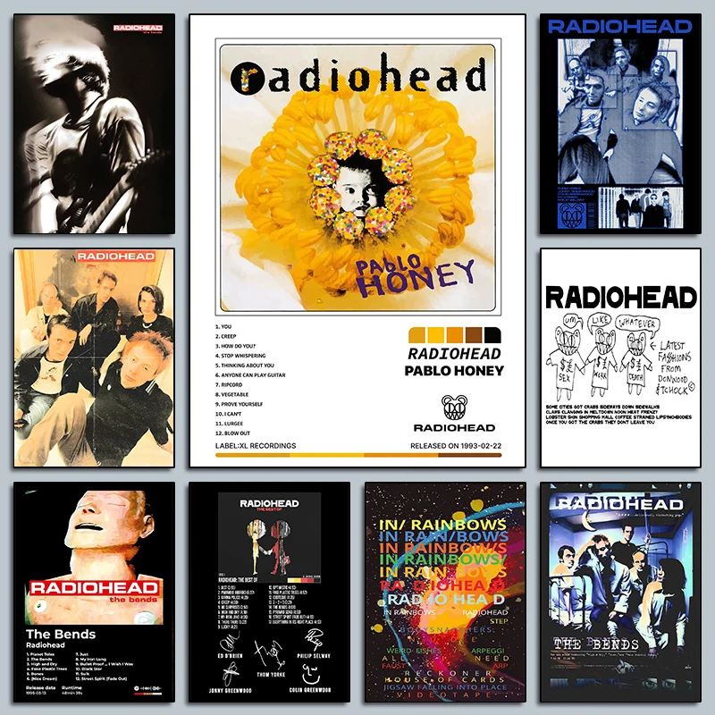 British Rock Band R-Radiohead Posters Music Album Cover Modern Office Prints Canvas Wall Art Pictures Home Living Room Decor
