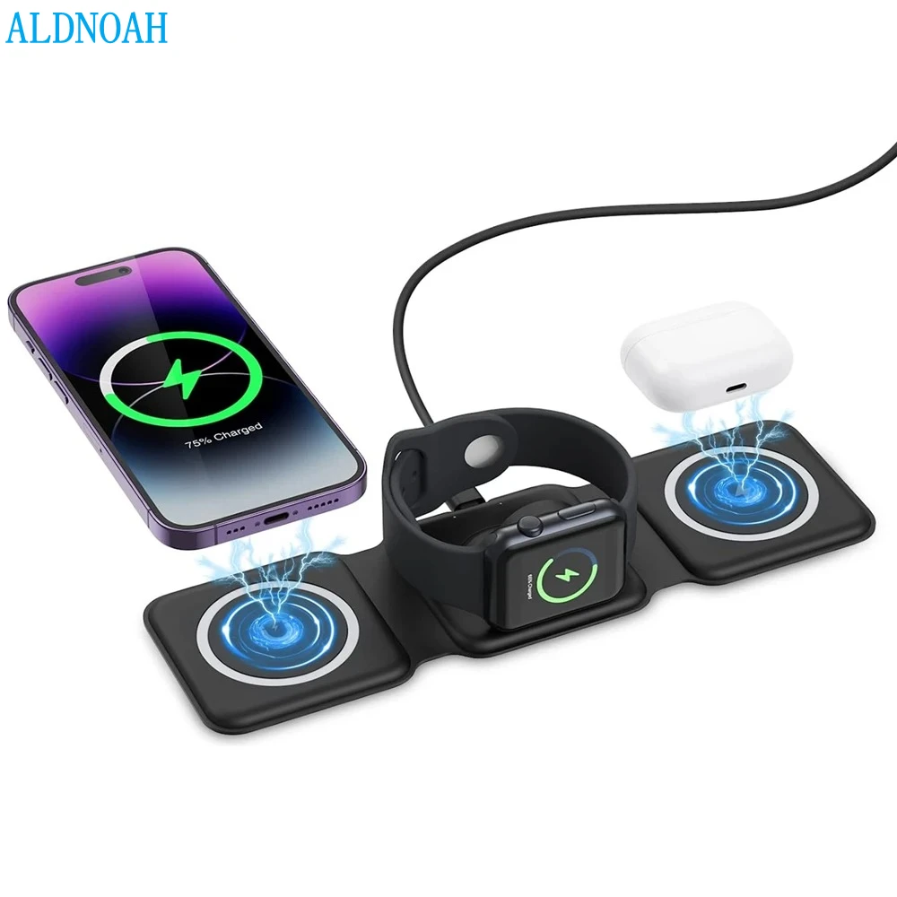 

3 in 1 Magnetic Wireless Charger Stand Pad Foldable for iPhone 14 13 12 11 Pro Max Airpods 2Pro iWatch 8 7 Fast Charging Station