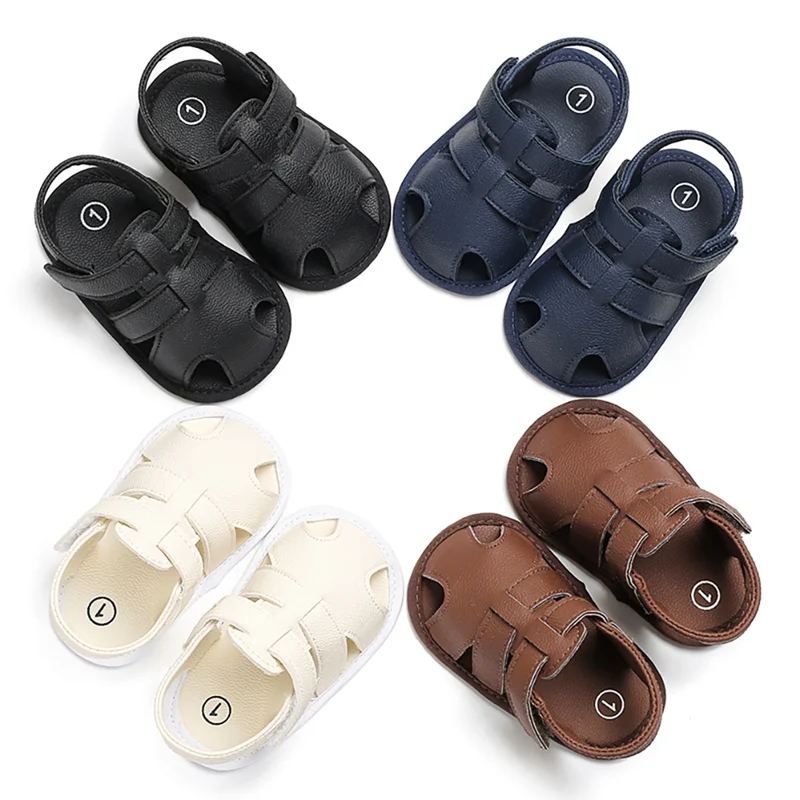 Summer Pu Cutout Boy Baby Sandals Soft Soled Breathable Toddler Sandals High Quality Children\'S Flat Garden Shoes For 0-18M