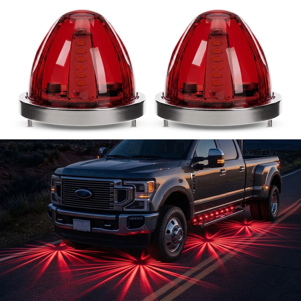 

LED Truck Watermelon Light Waterproof IP67 Cab Marker Roof Clearance Light Universal 12-30V Strobe Rotating