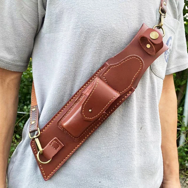 Medieval Knife Sheath With Crossbody Strap Retro Leather Outdoor Scabbard Straight Knife Sleeve For Fixed Blade Knife