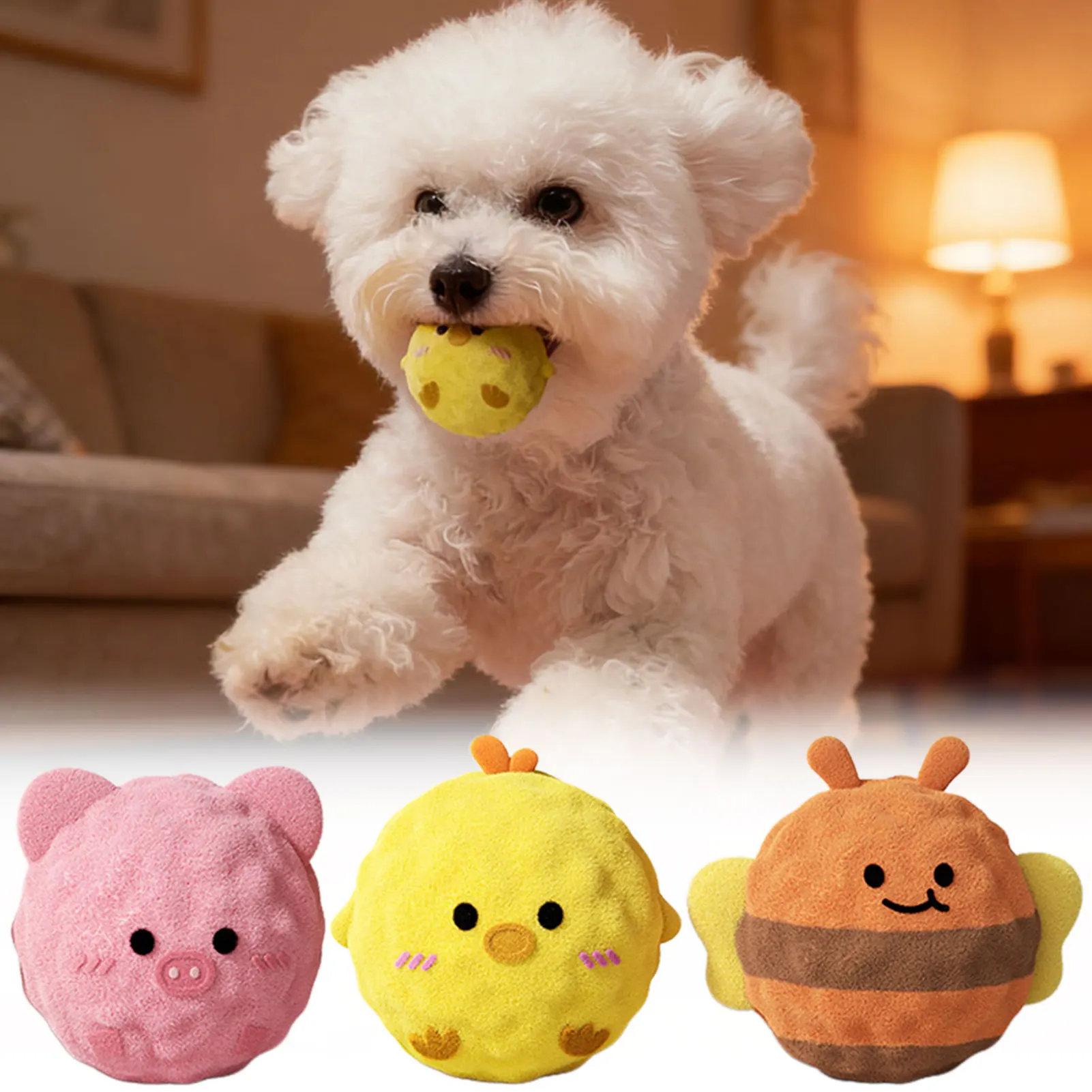 1/3 piezas de juguetes de peluche chirriantes para cachorros, juguetes interactivos y resistentes de animales de peluche para masticar con chirriadores, accesorios para perros