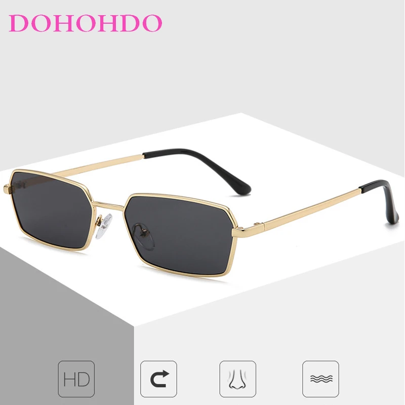 High Quality Women's Rectangle Sunglasses Metal Frame Glasses Vintage Brand Designer Sun Glasses For Men Shades Female Eyewear