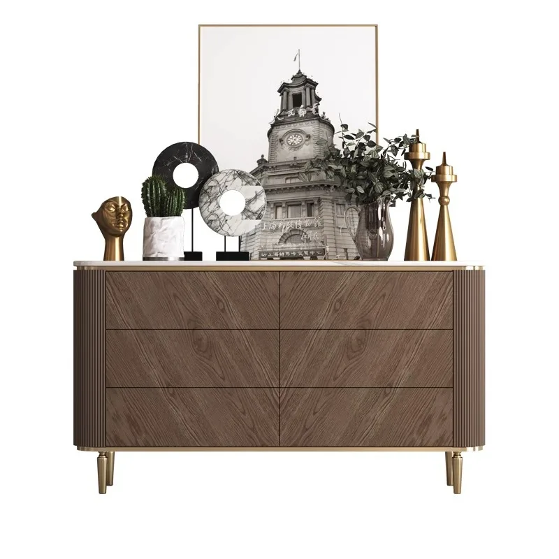 

Italian light luxury six chest cabinet bedroom TV cabinet living room storage decorative cabinet American style