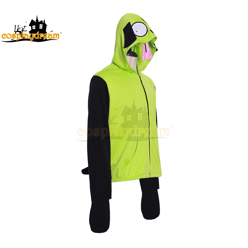 Sudadera con capucha de Anime Invader ZIM, disfraz de Alien, abrigo informal con cremallera, sudaderas, chaqueta Unisex con capucha