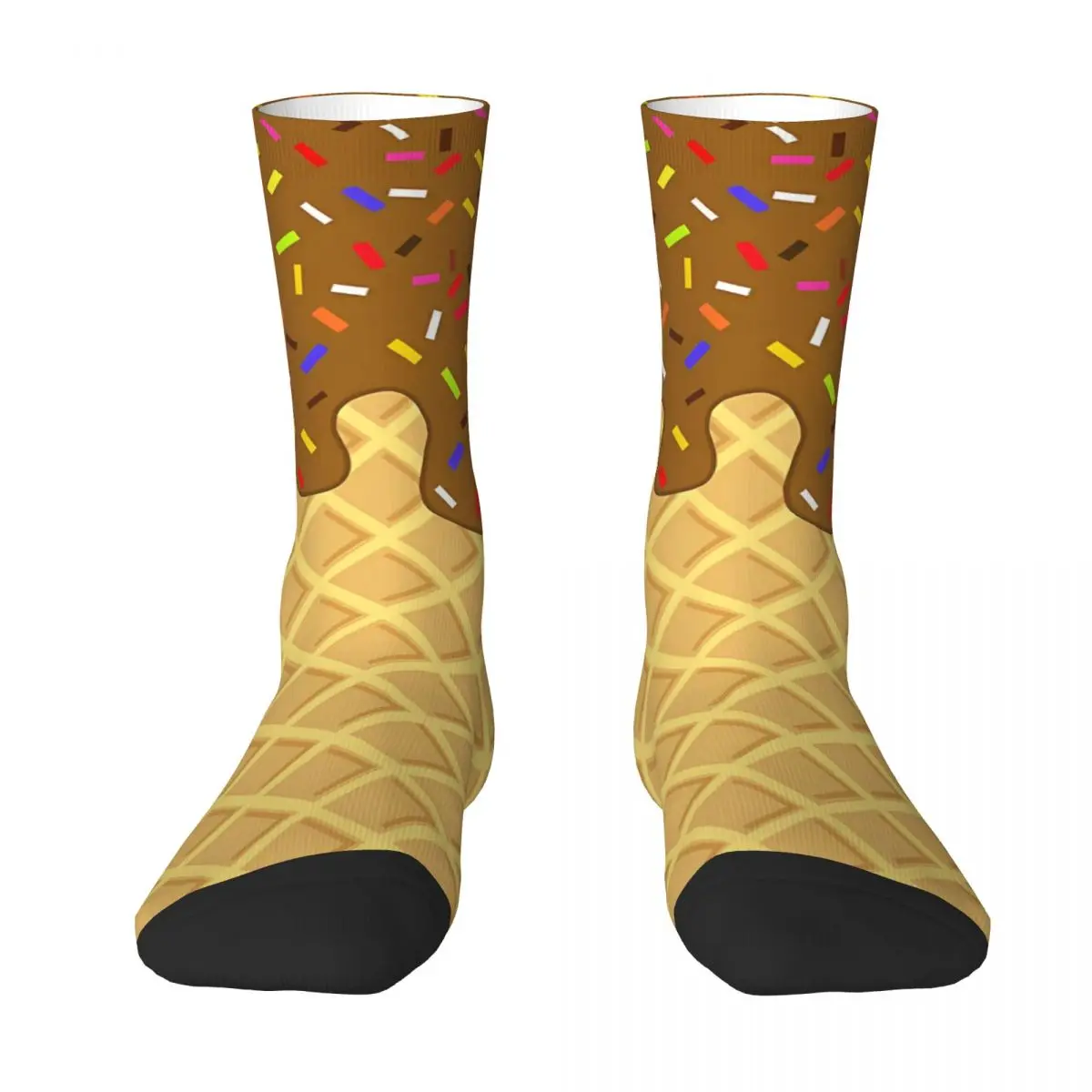 Chocolate Waffle Cone Ice Cream Kawaii Socks Travel Cartoon Pattern Socks