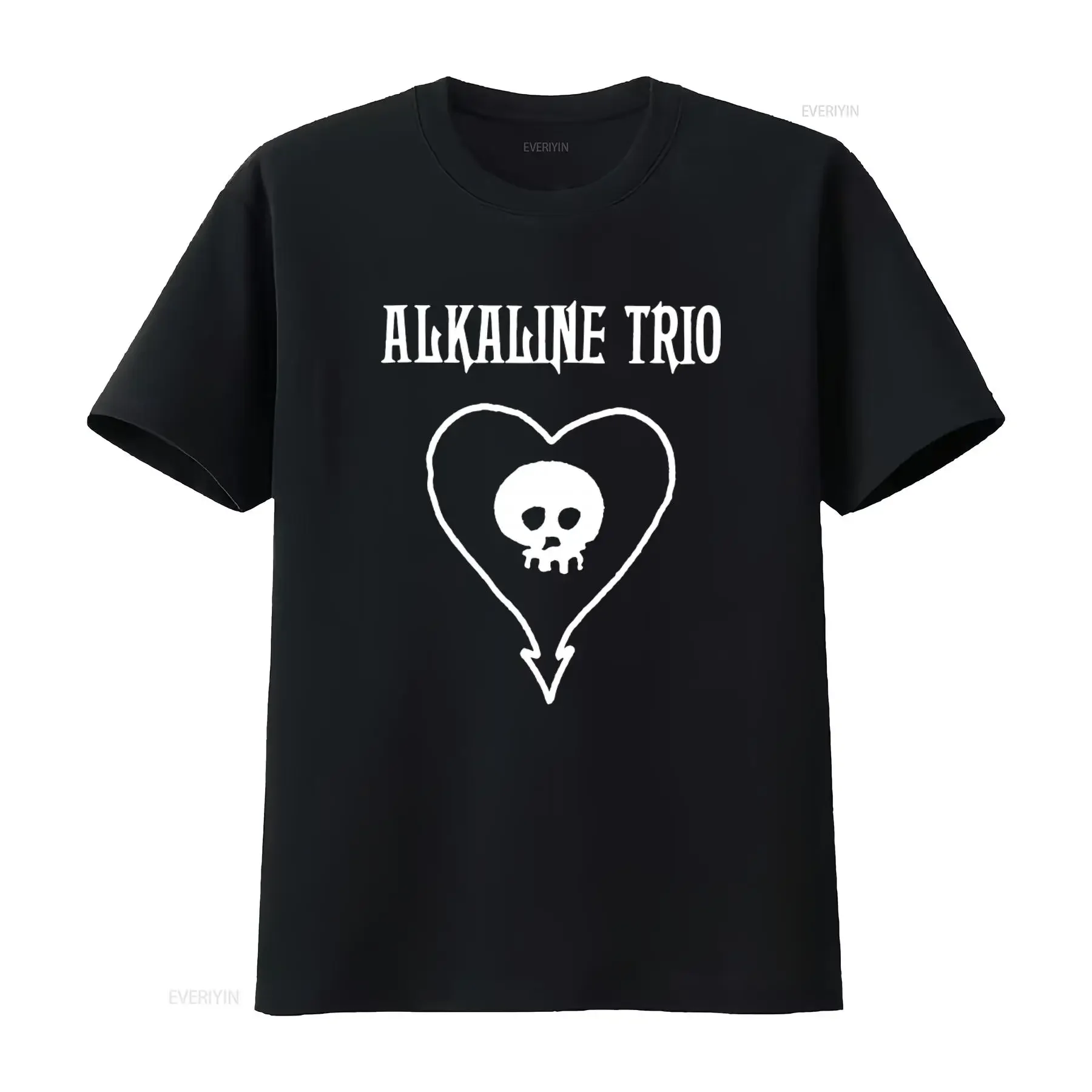Alkaline Trio Simple Heart Skull Logo Print T Shirt Casual Fashion vintage Washed Versatile Comfortable Soft Stylish Unisex